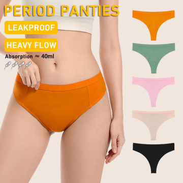 Kleurrijke lekbestendige bamboe culotte string voor menstruatieperiode ondergoed