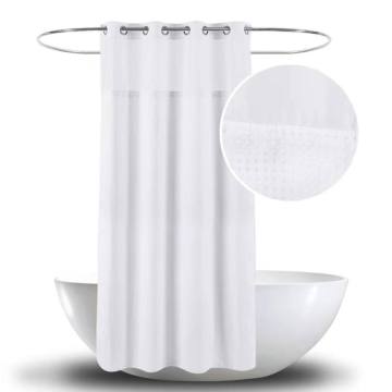 New Custom Hookless Waterproof Polyester White Shower Curtains With Snap for Hotel Shower Curtain Liner