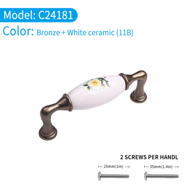 Ceramic flower drawer pulls kitchen