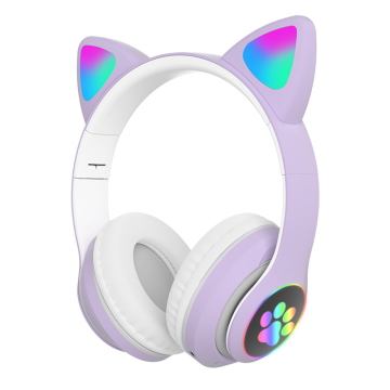 Fones de ouvido Bluetooth Cat com LED brilhante