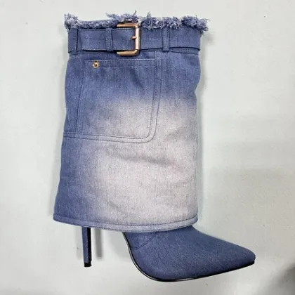 Kemayanni Plus Size Custom High Heel Denim Boots