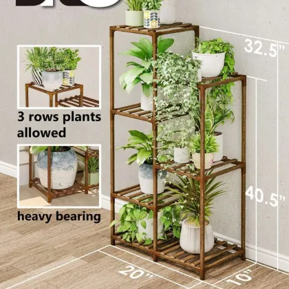 Wooden Plant Shelf and Flower Stand for Home Decor