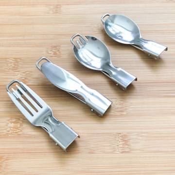 Stainless Steel 304 Portable Foldable Picnic Camping Cutlery Set with Storage Bag