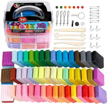 50 Colors Non-Toxic DIY Modeling Clay Polymer Kit with Sculpting Tools