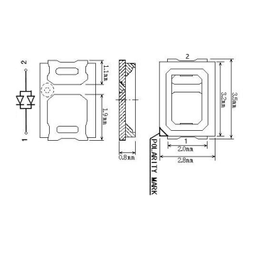 2 микросхемы 365 нм УФ-светодиод 2835 SMD 0,2 Вт