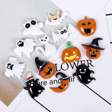 10Pcs/lot Halloween Pumpkin Ghost Flat Back Resin Cabochon DIY Embellishments for Scrapbooking Flatback Cabochons Phone Decor