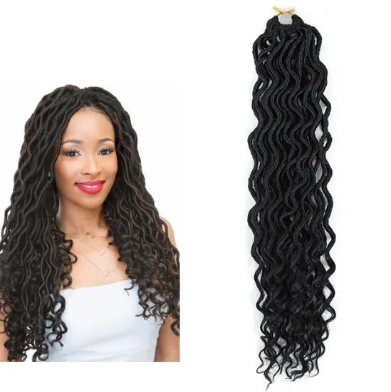 Bohemian 18 inch Goddess Faux locs Curly Crochet Braids Synthetic Braiding Hair Extensions Ombre Crochet Hair