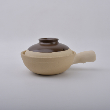 One Handle Flat Bottom Clay Rice Casserole Ceramic Pot