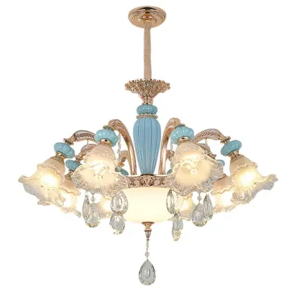 Elegant French Ceramic Chandelier