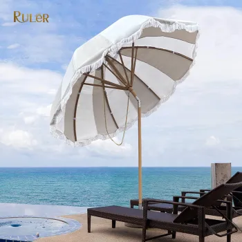 Customized Aluminum Garden Commercial Outdoor Adjustable Tassel Umbrella