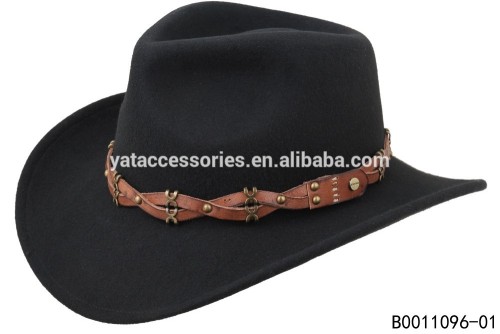 100% waterproof handmade felted wool hats, men cowboy hats with brown color band in good quality for brand hats