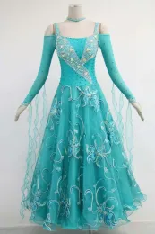 Green long sleeves ballroom dresses for sale