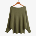 Women Boat Neck Batwing Sleeves Pullovers