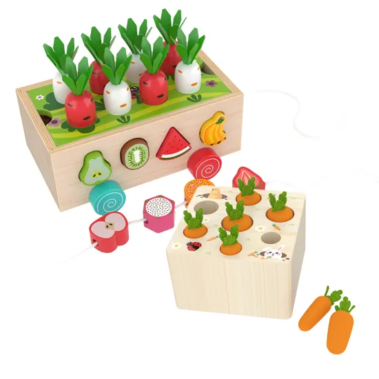 Carrot Harvest Game: Wooden Shape Sorting Toy for Baby, Toddler, and Preschool Kids