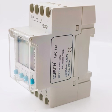 220V AC Electrical Time Switch THC-812: 16 Amp Two-Channel Timer Relay with 24 Hour, 7 Day Programming and Multi-Language Support