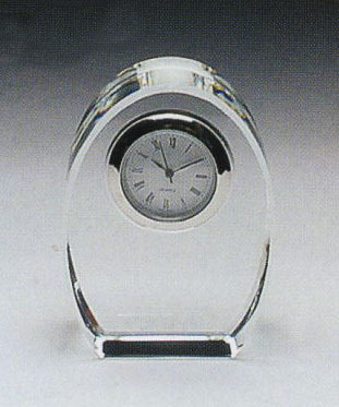 Szklany zegar na biurko / zegar kryształowy