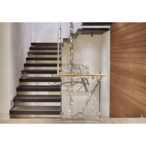 Iron Railing Floating Stairs Marble
