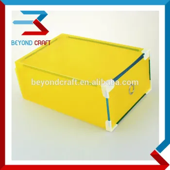 Plastic clear PP shoe box with metal frame shoe storage box