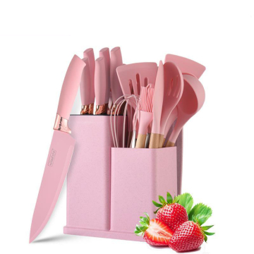 Set di utensili da cucina in gel di silice più recente con impugnatura in legno e taglieri di stoccaggio set da cucina da cucina da cucina