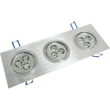 9W silver led grille spot light with 3 phrase lights