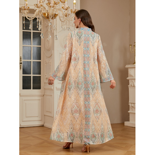 جزئیات کریستال طرح چاپی لباس دوزی ابایا