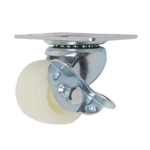 Lightweight Side Brake Casters with White PP Wheels