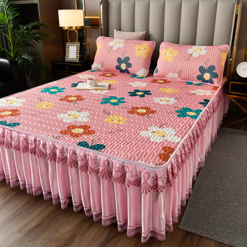 Summer Latex Silk Mat Machine Washable Lace BedCover