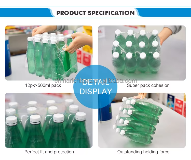 Soft PE Heat Shrink Seals 50cm Width Polyolefin Shrink Film for Bottle Packaging Machine Blow Molding Process3