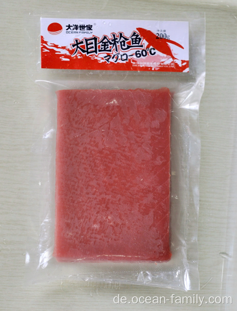 Vakuumverpackung von gefrorenem Thunfischfleisch, geschält und gestochen
