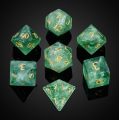 Pure Natural Gemstone DND Dice Set with Case, 7PCS Handmade Real Stone Dice Set for Dungeons and Dragons Tabletop Games