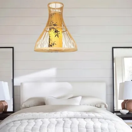 Bamboo Lantern Pendant Light with Bamboo