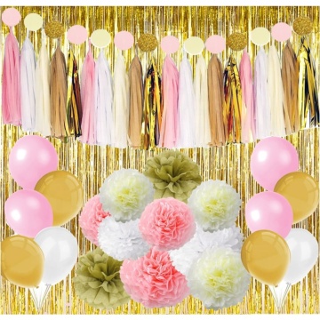 Ghirlanda di nappe in tessuto con fiori Poms per la festa di compleanno