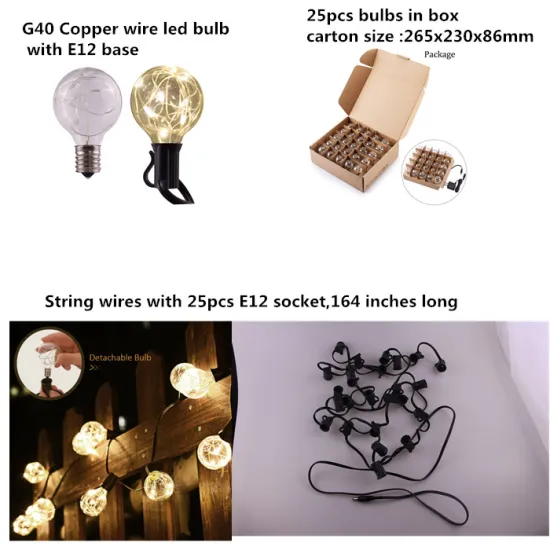 Patio Garden Party Decoration Light G40 Copper Wire Led String Light Christmas Tree Decoration Light