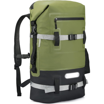 35L mochila de bolsa seca impermeable con cierre de rollo de servicio pesado y tira reflectante para actividades de agua al aire libre