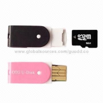 Dual-connector Smartphone OTG USB Flash Drive with T Flash Card Reader