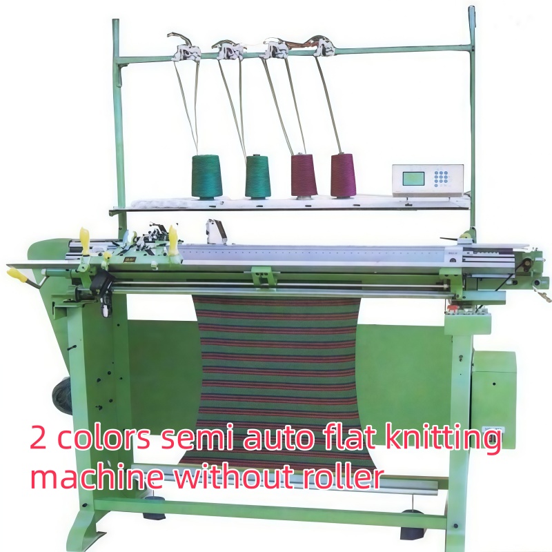 2 colors semi auto flat knitting machine without roller