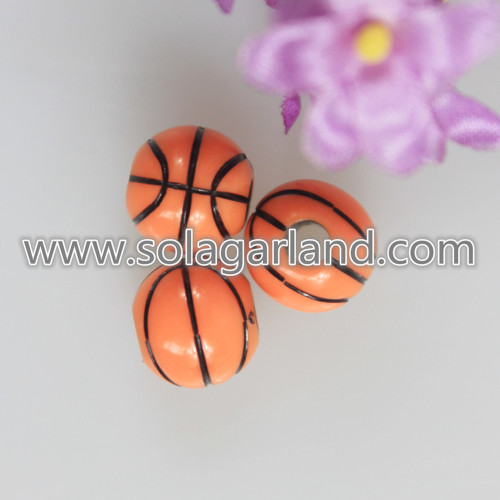 12mm Acrylic Orange dan Black Basketball Team Sport Beads