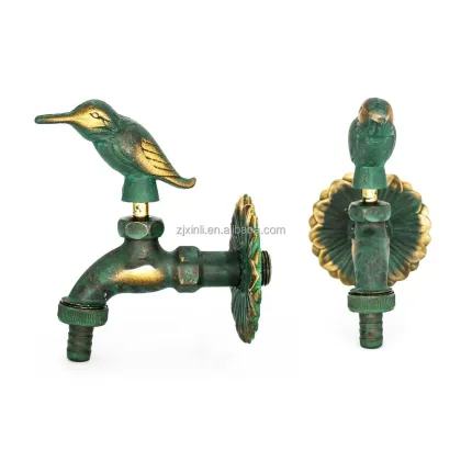 Antique Bronze Brass Kingfisher Shaped Garden Bibtap