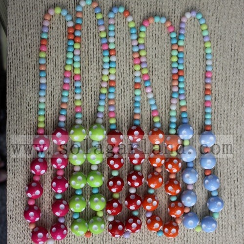 20MM Round Chunky Polka Dot Bead Necklace For Baby Girls