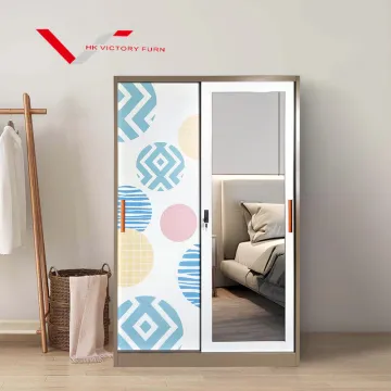 Hot Sale Customized Steel Almirah 2 Door Wardrobe with Mirror