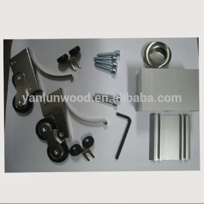 red color solid pine wood sliding with hardware wardrobe sliding door