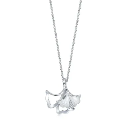 Elegant Ginkgo Leaf Pendant Necklace in PT950 Platinum