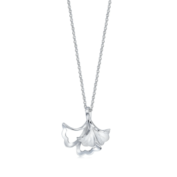 エレガントなイチョウの葉ペンダントネックレス (PT950 プラチナ)