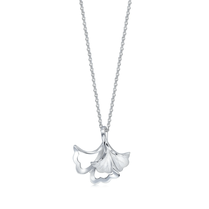 エレガントなイチョウの葉ペンダントネックレス (PT950 プラチナ)