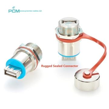 IP67 Waterproof Rugged USB 2.0 Type A Socket Panel Mount Connector for Extreme Environments