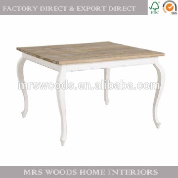 french antique square reclaimed elm wood top white painted leg dining table vintage