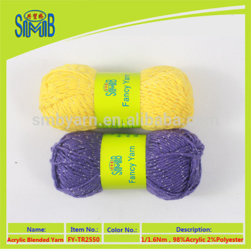 hot sale good quality hand knitting acryllic yarn with metallic yarn