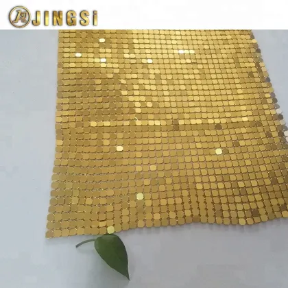 Golden Octagon Sequin Cloth - Metallic Decorative Fabric Manufacturer