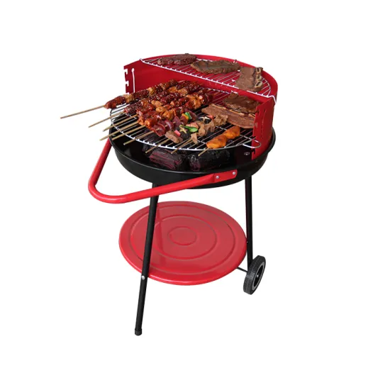 Portable Removable BBQ Adjustable Height Patio Backyard Garden Trolley Barbecue Charcoal Grills