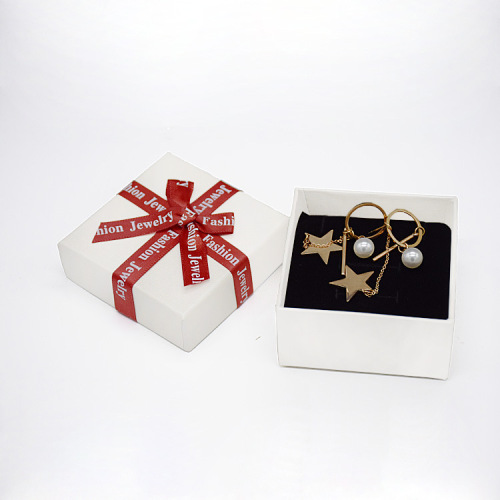 Necklace Earring Paper Jewelry Box with Ribbon Bow